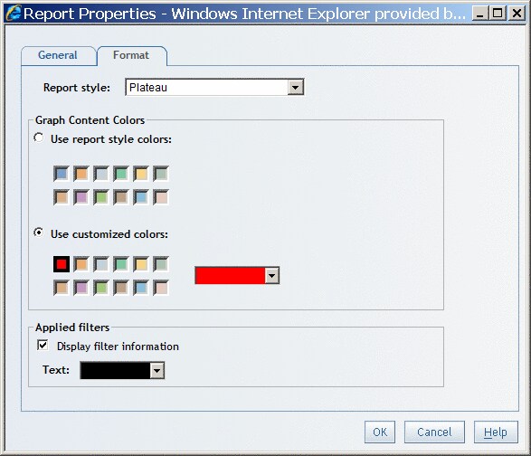 A Customized Color Specified in the Format Tab of the Report Properties Dialog Box