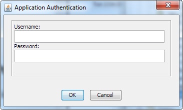 Application Authentication dialog box