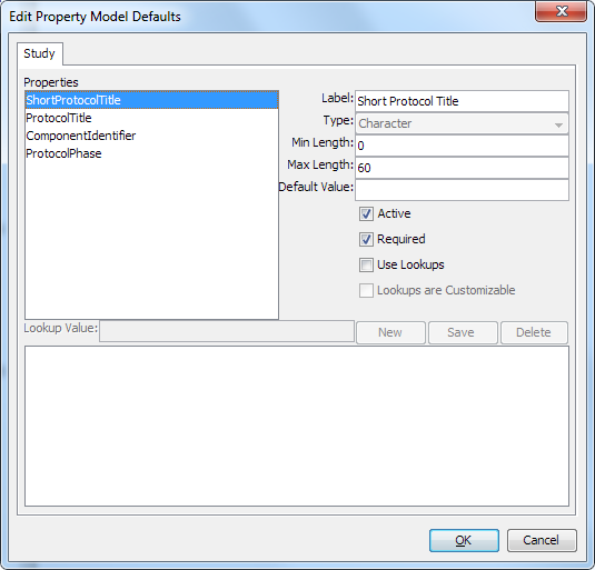 Edit Property Model Defaults dialog box
