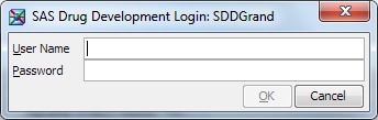 SAS Drug Development Login dialog box