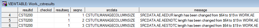 records in the results data set with lengths of the maximum expected value
