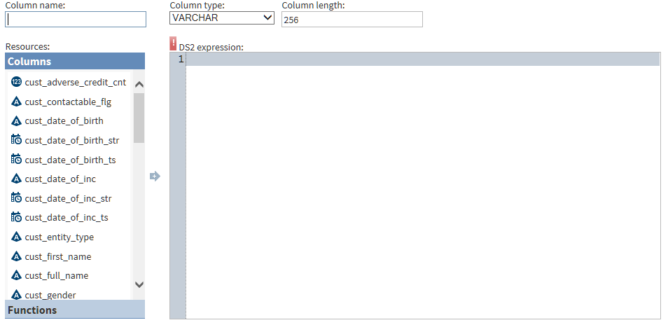 Manage Columns Advanced Editor