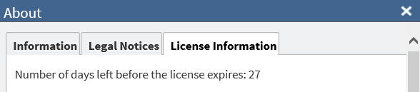 License Information tab