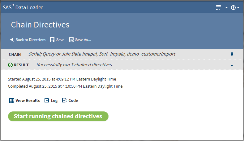 Chain Directives, Result Task