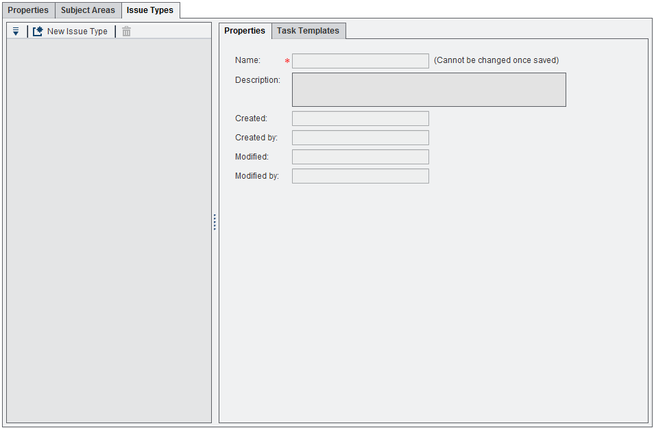 Issue Types Tab
