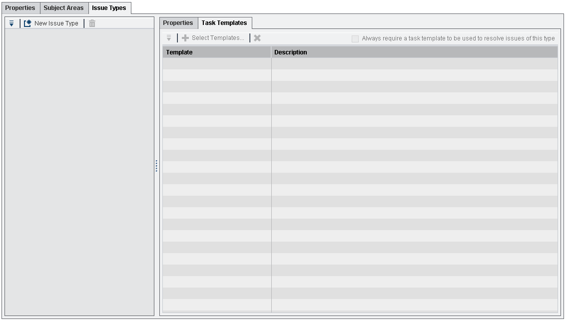 Issue Types Task Templates Tab