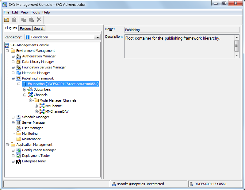 SAS Management Console Publishing Framework