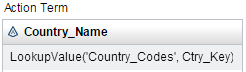 Example LOOKUPVALUE('Country_Codes', Ctry_key) for action term Country_Name