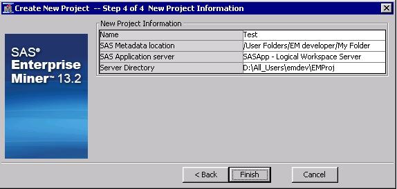 New Project Information window