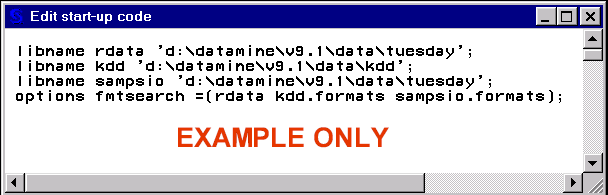 [Edit start up code window with sample code]