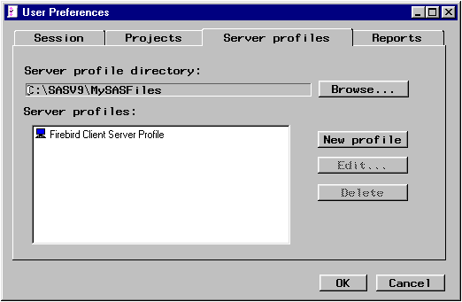 [server profile tab of user preferences window]