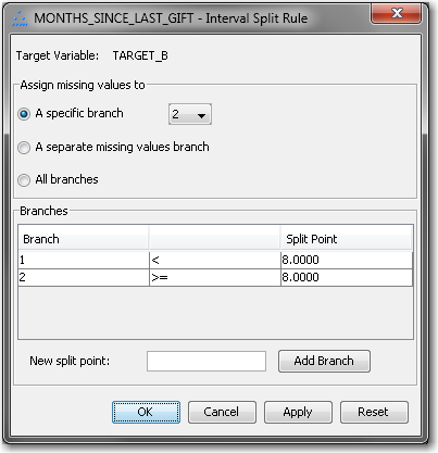 Interval Split Rule Window