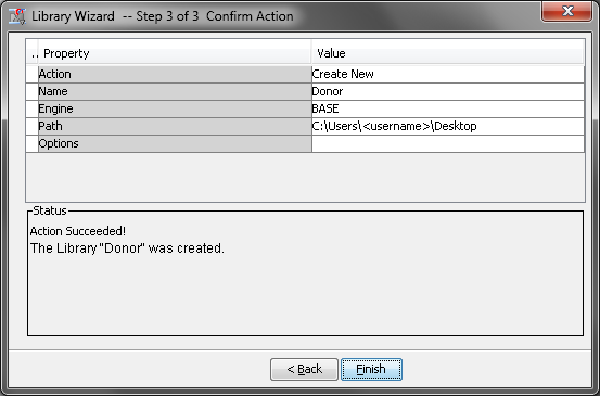 Library Wizard, Confirm Action window