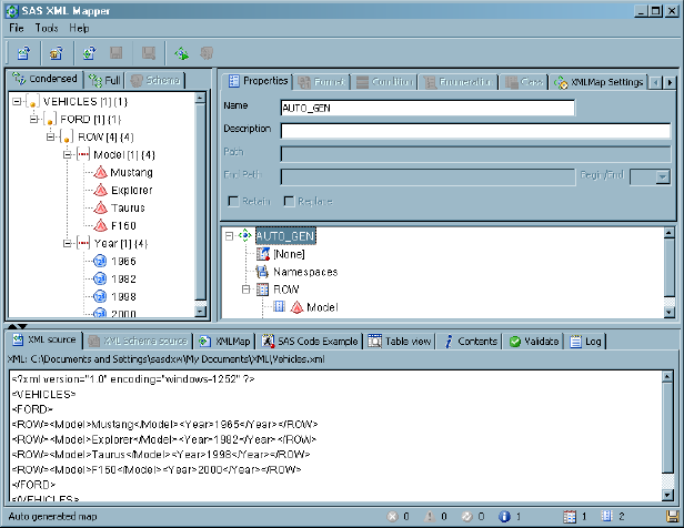 SAS XML Mapper Graphical User Interface