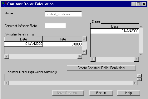 Constant Dollar Calculation Dialog Box