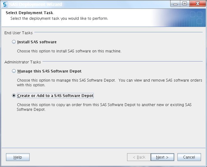 Select Deployment Task page