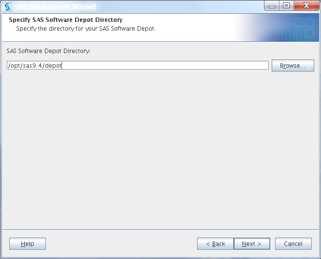 Specify SAS Software Depot Directory page