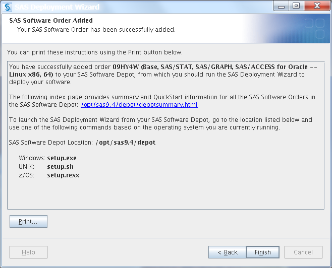 SAS Software Order Added page