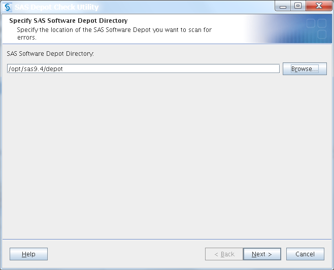 Specify SAS Software Depot Directory window