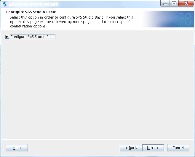 Configure SAS Studio Basic page