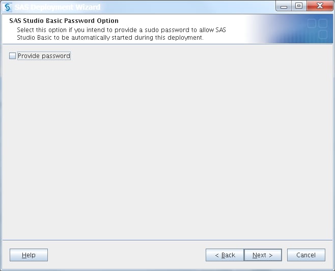 SAS Studio Basic Password page