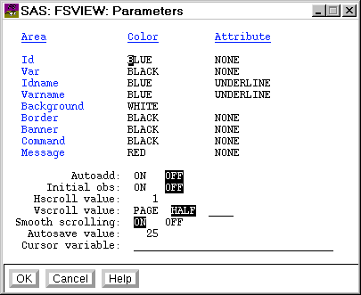[The FSVIEW Parameters Window]
