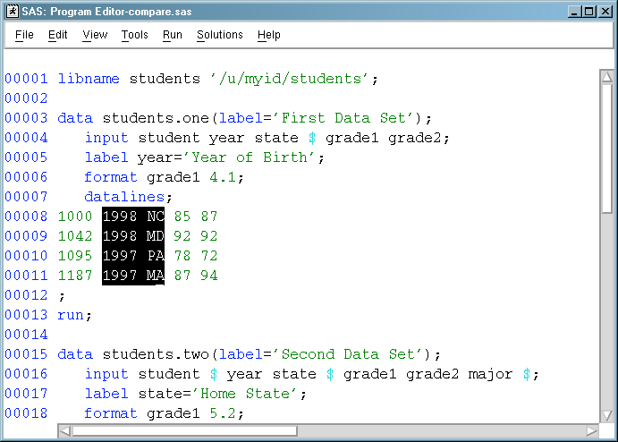 [Program Editor Window with Blocks That Are Marked]