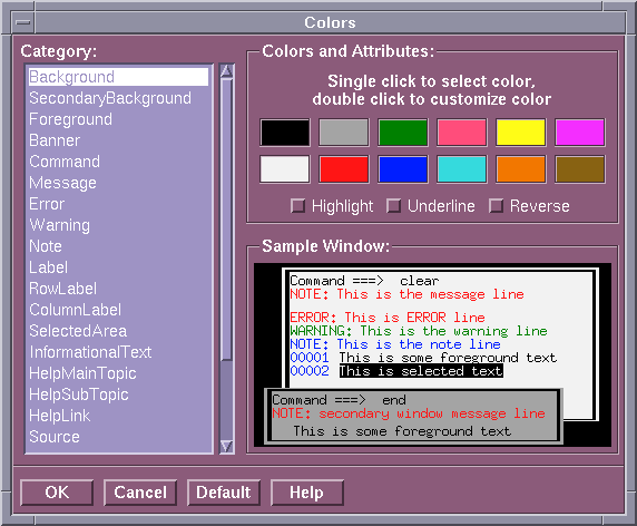 Colors Window for Resource Helper