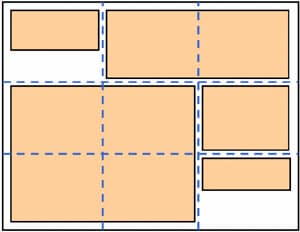 Portal page with grid layout (one portlet spanning four cells)