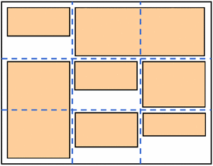 Portlet page with grid layout (one portlet spanning two rows, one portlet spanning two columns)