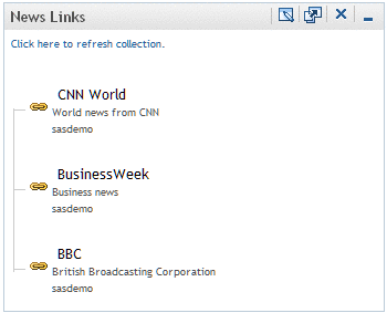 example of a portlet labeled Links