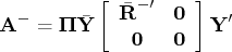 {a}^- = {{{{\pi}}}}\bar{{y}}    [ \bar{{{r}}}^{-' & 0 \    0 & 0       ] {y}^'    
