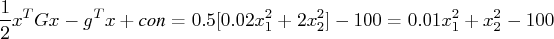 \frac{1}2 x^tgx - g^tx + {con}   = 0.5[0.02x_1^2 + 2x_2^2] - 100   = 0.01x_1^2 + x_2^2 - 100 