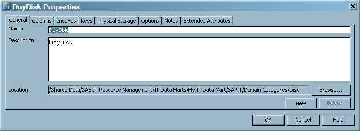 General tab of an aggregation table