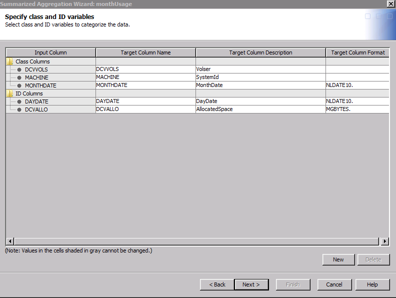 Specify class and ID variables page