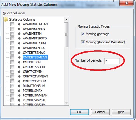 Add New Moving Statistics Column page