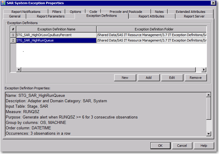 Exception Definition Properties