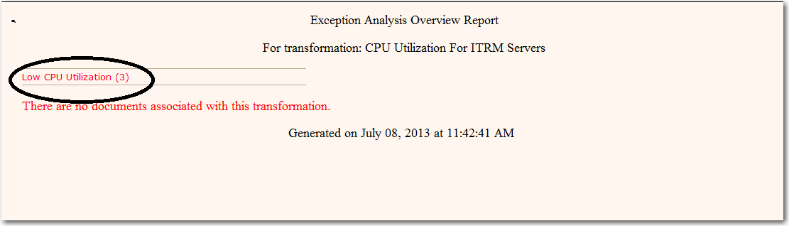 Exception Overview Report