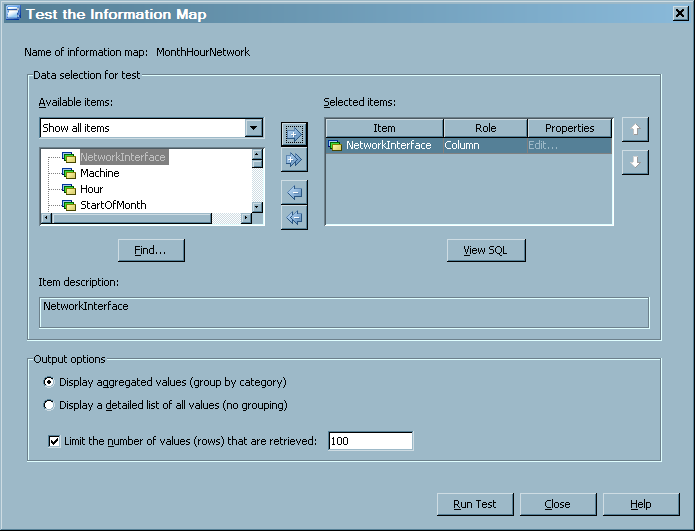 Test the Information Map window