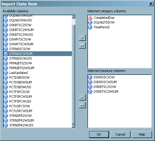 Import Data Item Page of the Data Items Tab