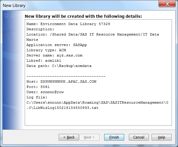 Summary Page of the New Library Wizard