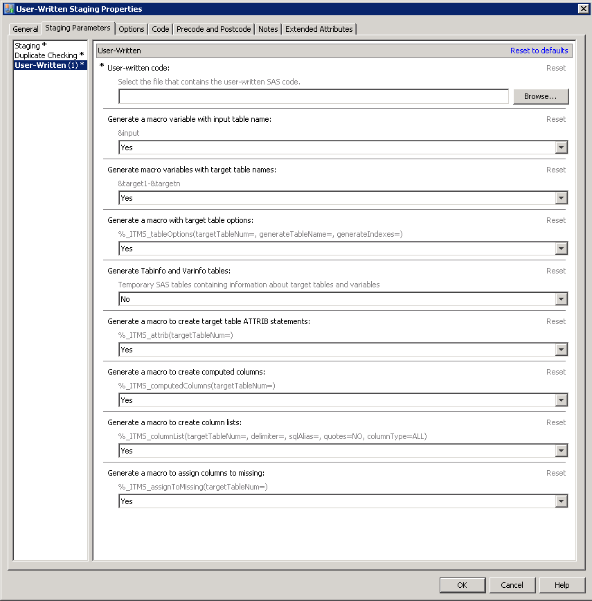 User-Written Staging Parameters