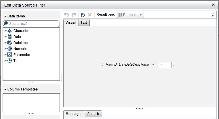 Edit Data Source Filter