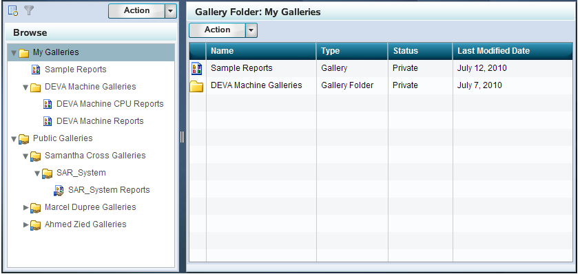 Contents of a Gallery Folder Displayed in the Gallery Pane