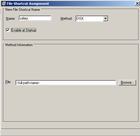 The File Shortcut Assignment Window
