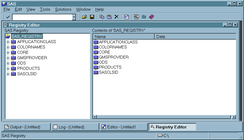 The Registry Editor in View Overlay Mode