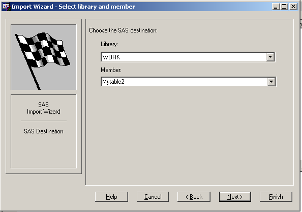 Import Wizard: Select library and member window