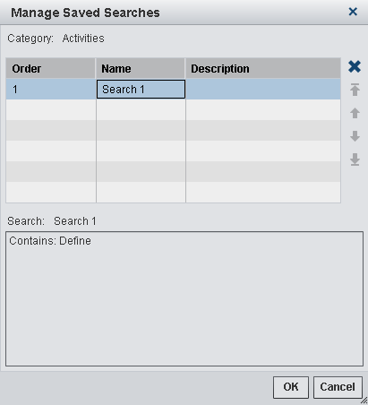 Manage Saved Searches window