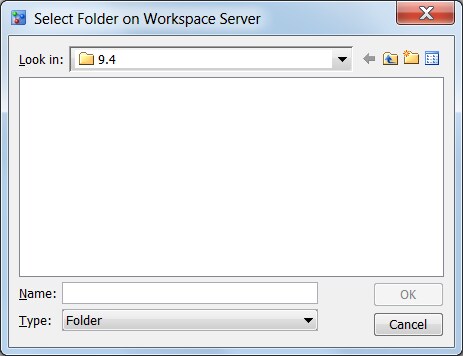 The Select Folder on Workspace Server window
