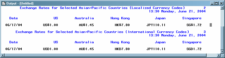 National and International Format Output